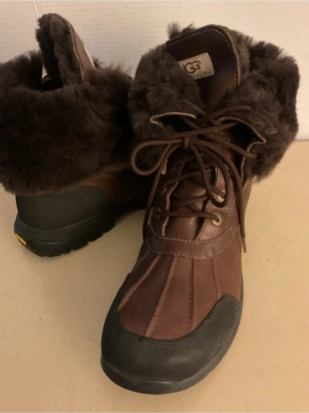 UGG men’s brown leather suede Adirondack waterproof boots US 12